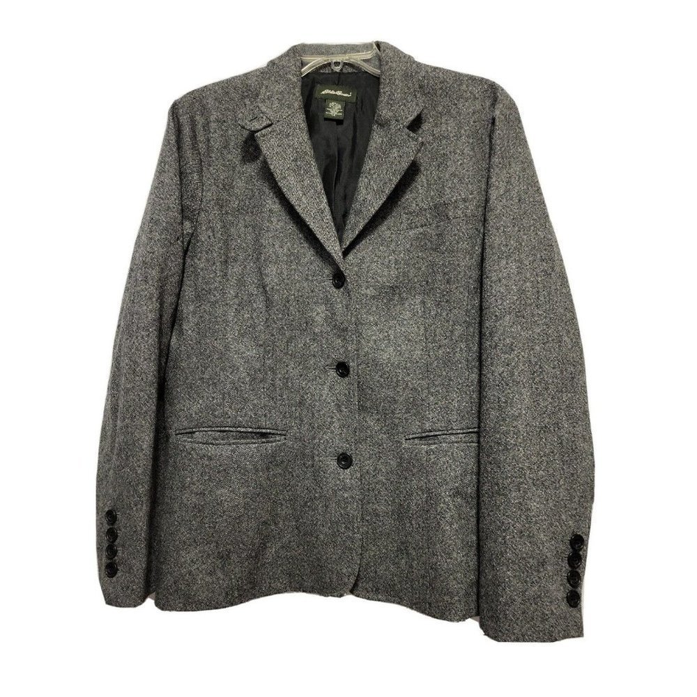 EDDIE Bauer‎ Women's Wool Blend Blazer Lined Black Size 14